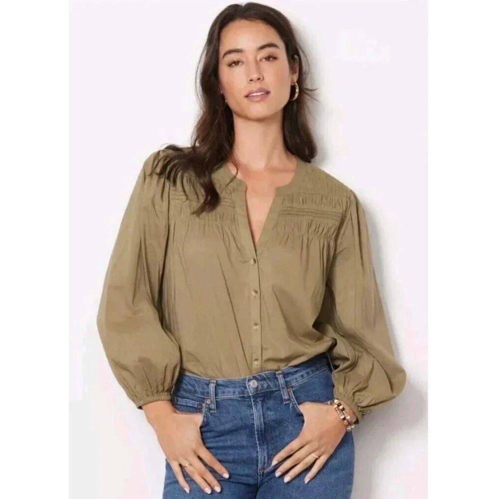 Cleobella River Blouse Olive S Organic Cotton